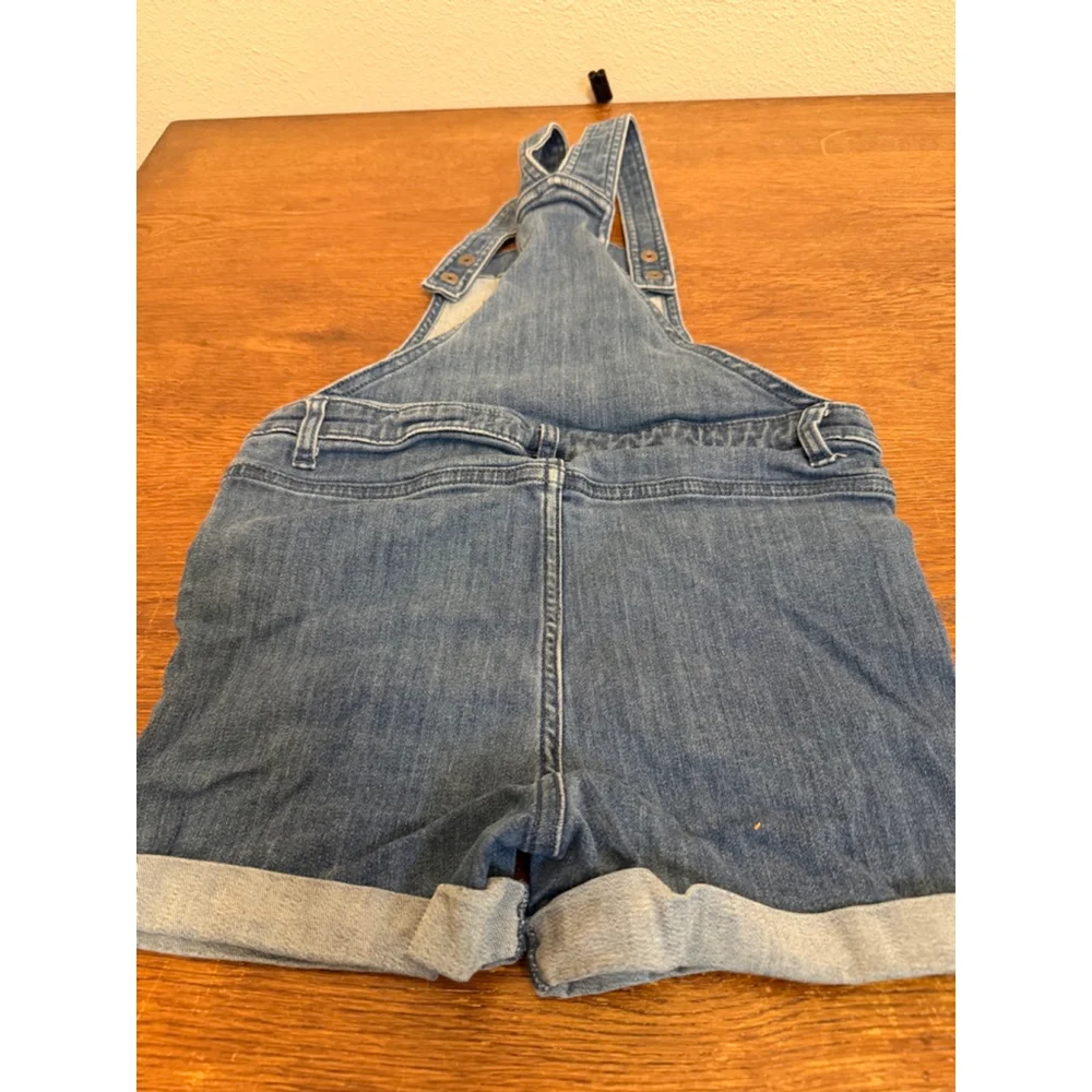 Gymboree Girls Denim Short Overalls Size 7 Space Rocket Planet Embroidered